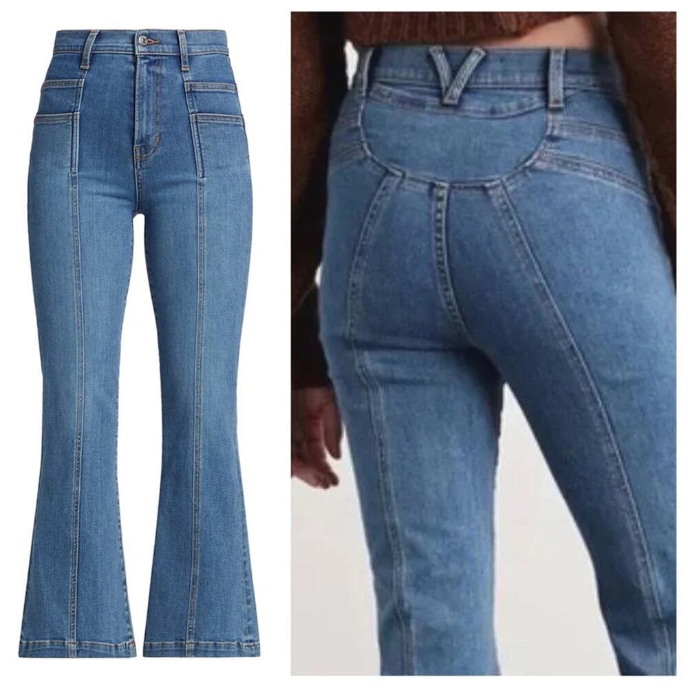 Veronica Beard Jeans Carson Ankle Flare High Rise Great Escape Wash Blue 29